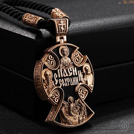 Крест из красного золота 585 и чёрного дерева (эбена) Арт.050