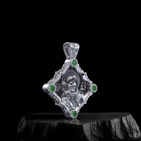 Подвеска из серебра с изумрудами Арт.014