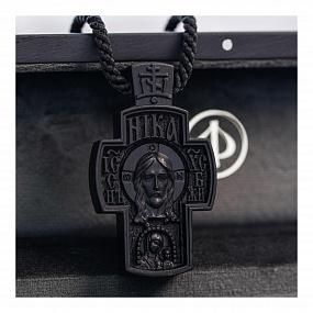 Крест из чёрного дерева "Спас нерукотворный" 010