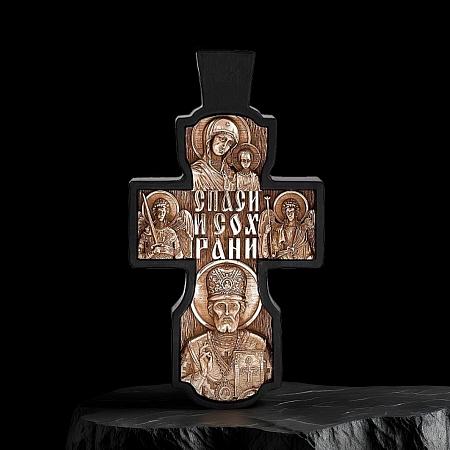 Крест из чёрного дерева (эбена) и золота 585 Арт.081