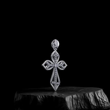 Крест из серебра с фианитами Арт.048