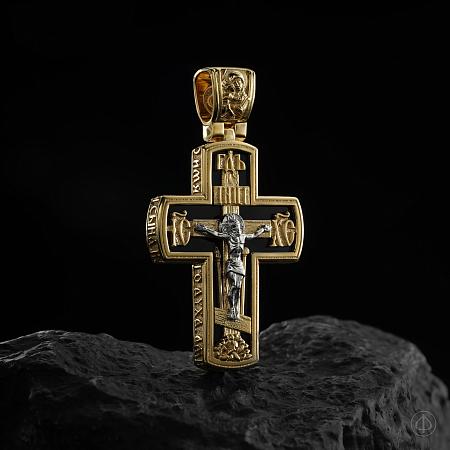 Крест из золота 750 и платины с агатом Арт.111
