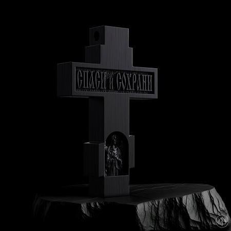 Крест из чёрного дерева (эбена) и серебра Арт.003