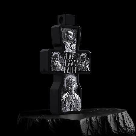 Крест из чёрного дерева (эбена) и серебра Арт.060