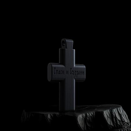 Крест из чёрного дерева (эбена) и платины Арт.008