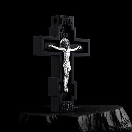 Крест из чёрного дерева (эбена) и платины Арт.003