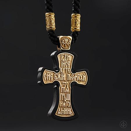Крест из золота 750 пробы и чёрного дерева (эбена) 066
