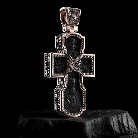 Крест из золота 585 и чёрного дерева (эбена) Арт.018