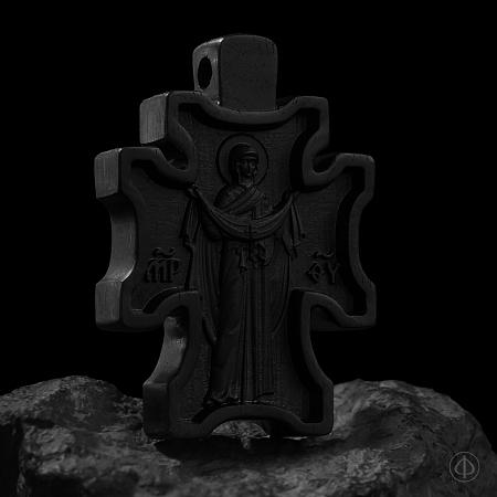 Крест из чёрного дерева (эбена) "Спас Нерукотворный" Арт.068