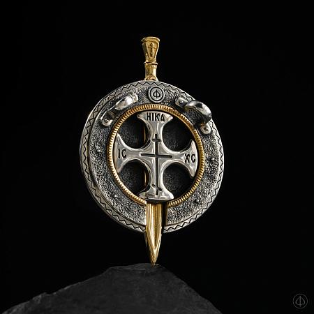 Подвес «Щит и Меч» из серебра и золота 585 Арт.010