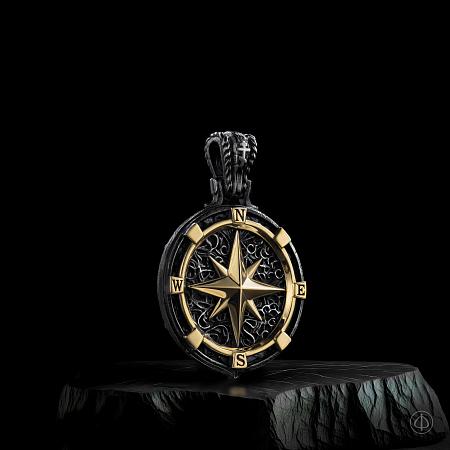 Нательная икона «Духовный ориентир» из серебра и золота 585 Арт.098