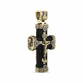 Крест из золота 750 пробы и чёрного дерева (эбена) 013