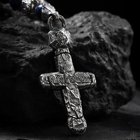 Четки из синего лазурита и серебра Арт.005